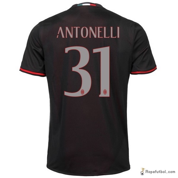 Camiseta AC Milan Replica Primera Ropa Antonelli 2016/17 Negro